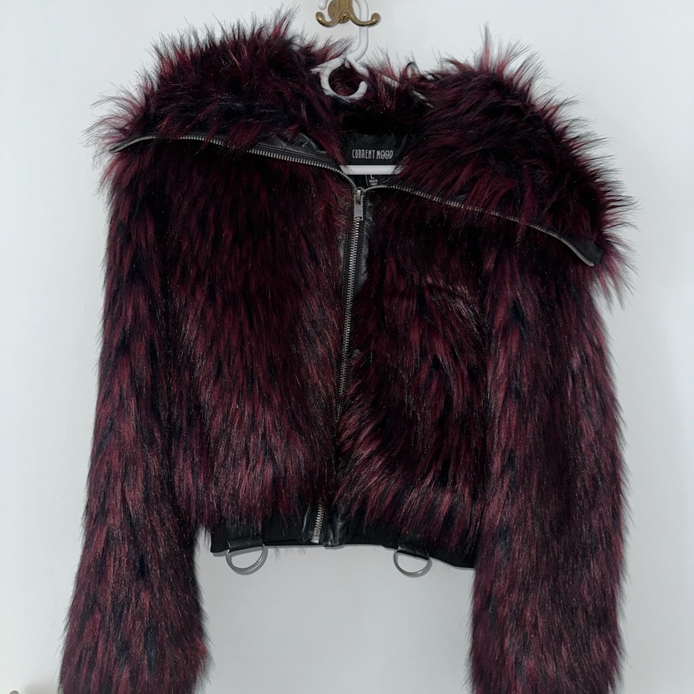 Current Mood Burgundy Teddy Jacket